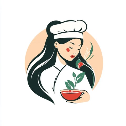 Chef holding a bowl of soup.